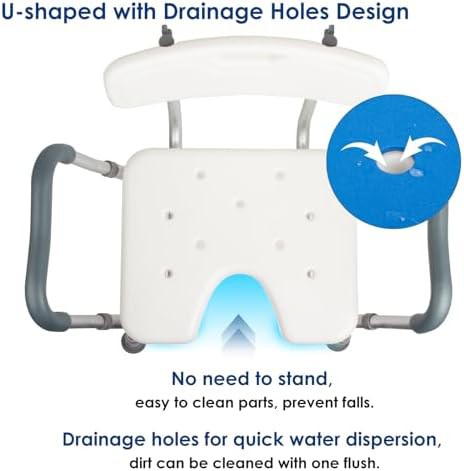 Heavy duty blue shower chair with arms — photo 4