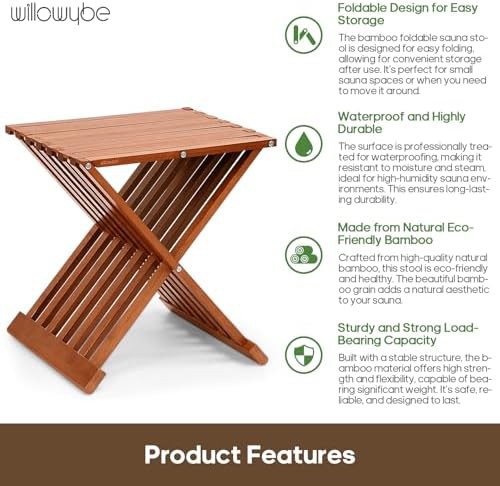 Folding bamboo stool for sauna and shower — photo 3