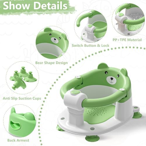 Green Baby Bath Seat with Suction Cups — photo 3