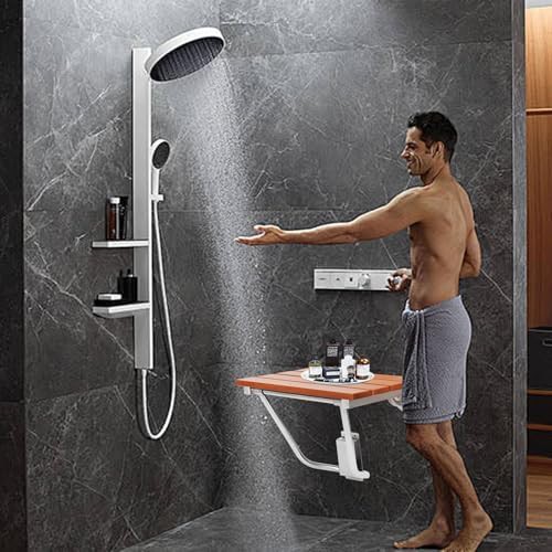 Foldable teak wall mount shower bench — photo 5