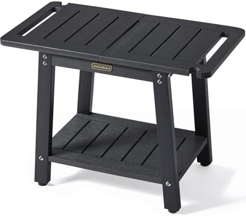 Black shaving stool with storage shelf