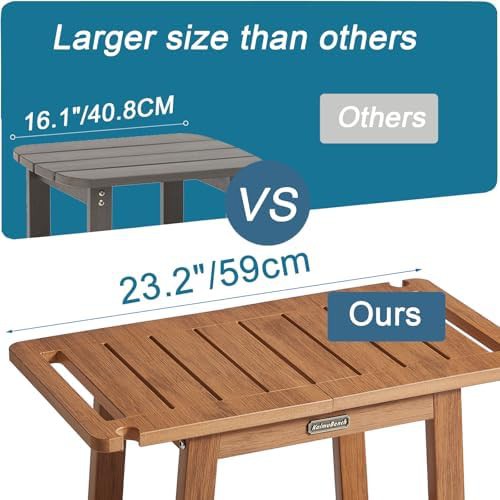 Brown heavy duty shower bench with shelf — photo 5