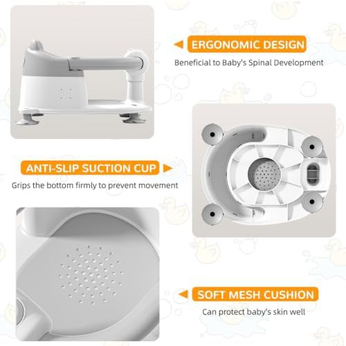 Gray Baby Bath Seat with Suction Cups — photo 4