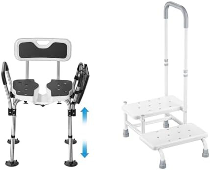 Shower chair with two step stool