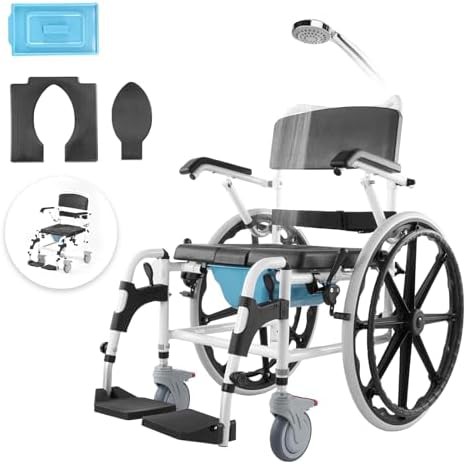 Aluminum Rolling Shower Commode with Brakes