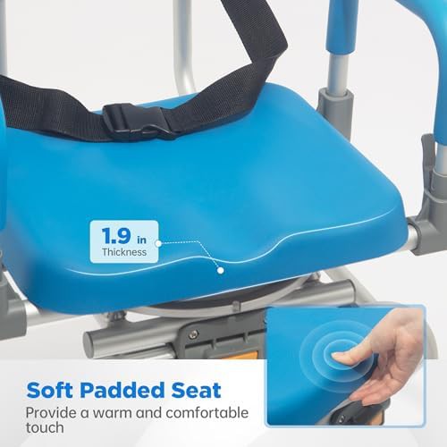 Sliding transfer bench with blue swivel seat — photo 4