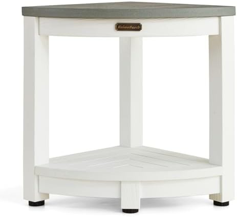White and gray corner shaving stool