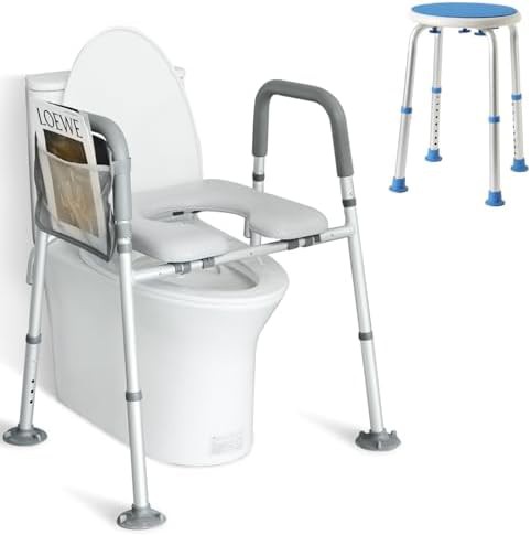 Round shower chair and raised toilet bundle
