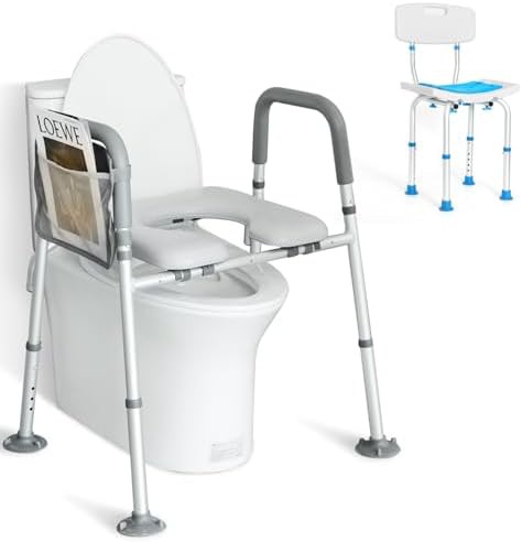 Adjustable aluminum shower chair and toilet seat