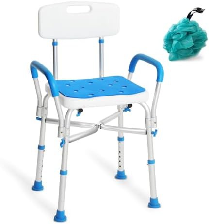 Heavy duty shower chair with padded arms — photo 3