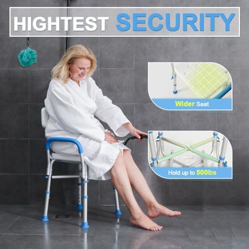 Heavy duty shower chair with padded arms — photo 4
