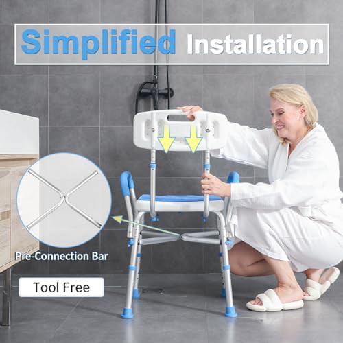 Heavy duty shower chair with padded arms — photo 5