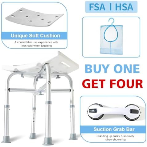 Grey heavy duty shower chair with padded seat — photo 4