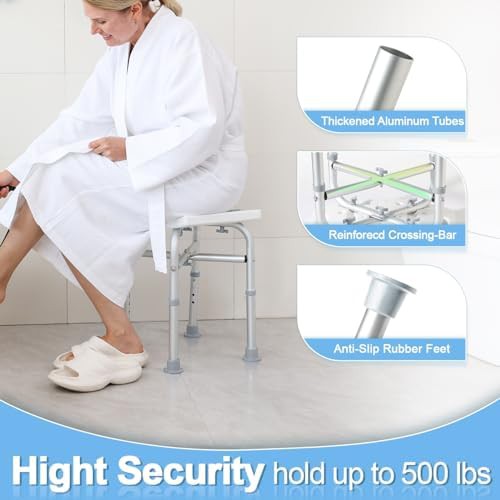 Grey heavy duty shower chair with padded seat — photo 5