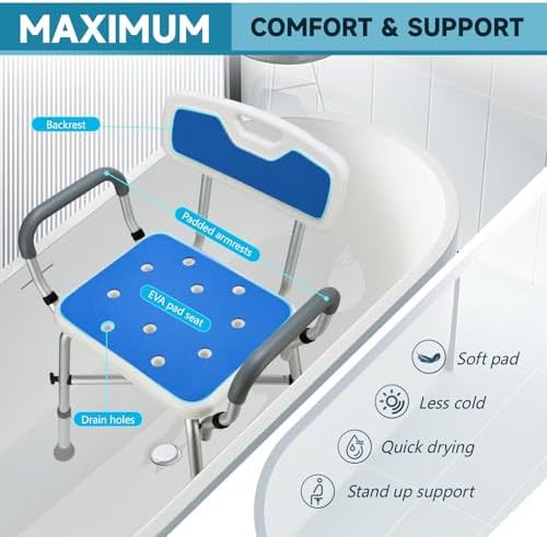 Heavy duty adjustable shower chair with arms — photo 3