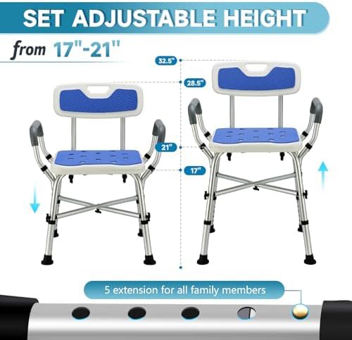 Heavy duty adjustable shower chair with arms — photo 4