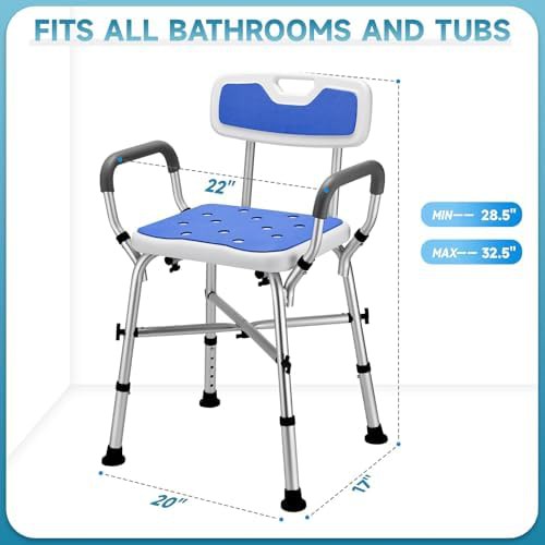 Heavy duty adjustable shower chair with arms — photo 5