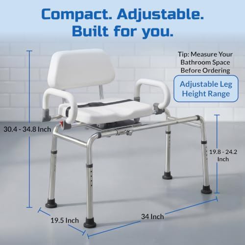 White bariatric sliding transfer bench with swivel — photo 3
