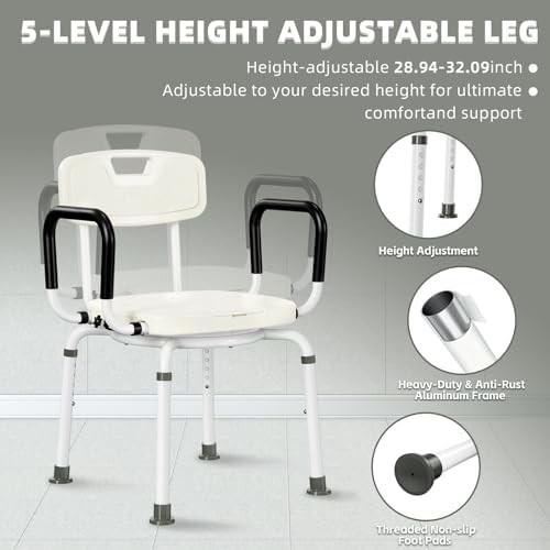 Swivel shower chair with removable bucket — photo 5