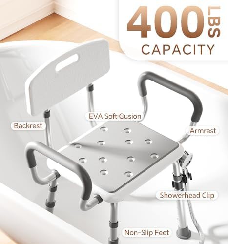 Aluminum Shower Chair with Arms and Backrest — photo 2