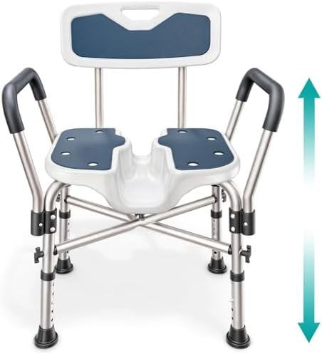 Blue U-shape heavy duty shower seat