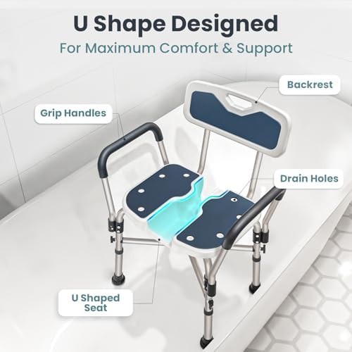 Blue U-shape heavy duty shower seat — photo 4