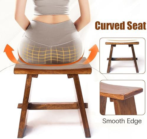 Solid wood shower bench with storage shelf — photo 5