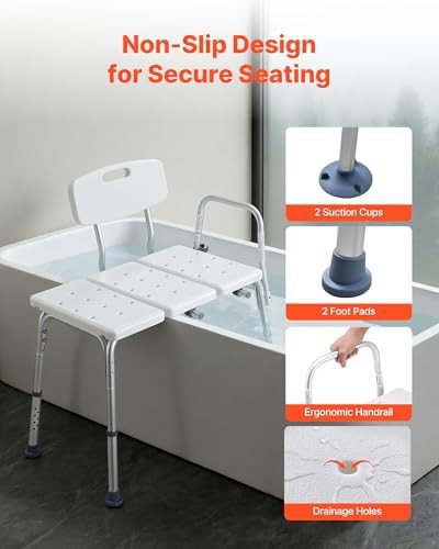 Heavy Duty Tub Transfer Bench with Backrest — photo 4