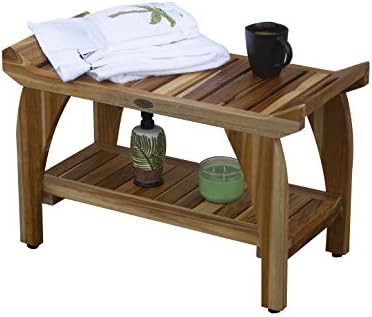 Teak shower stool with four piece care set — photo 5