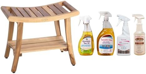 Teakwood shower bench with full care kit