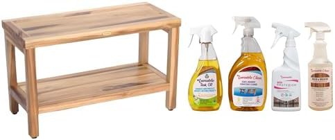 Thirty inch teak bench with wood care bundle