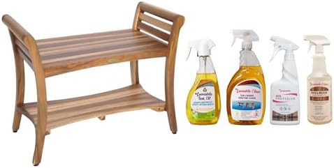 Teak inside shower bench with care kit