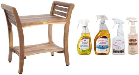 Twenty four inch teak bench with care bundle