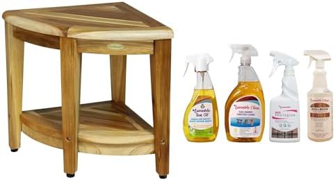 Teak corner bench with complete care set