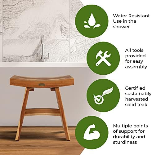 Non slip teak stool with maintenance bundle — photo 5