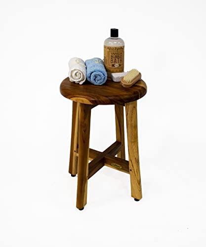 Round teak stool with complete care bundle — photo 4