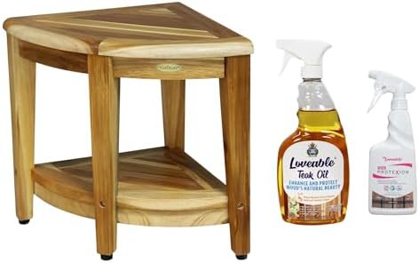 Teak corner bench with wood restorer kit
