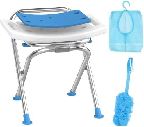 White stainless steel folding shower seat