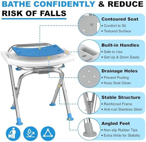 White stainless steel folding shower seat — photo 3