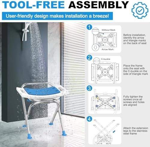 White stainless steel folding shower seat — photo 4