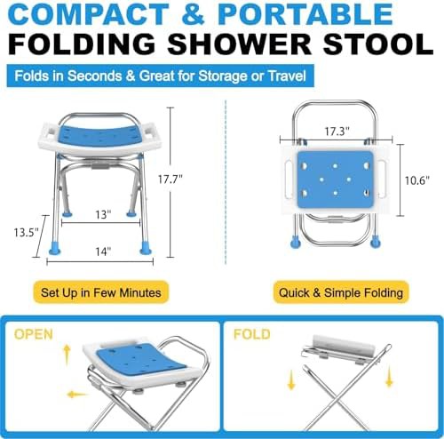 White stainless steel folding shower seat — photo 5
