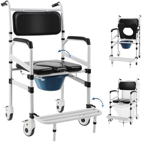 Heavy duty rolling commode shower chair
