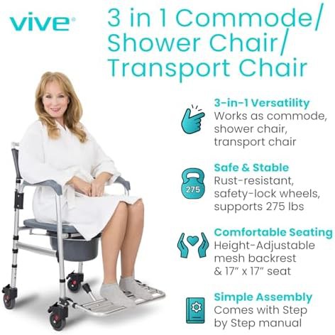Three in one commode shower chair — photo 3