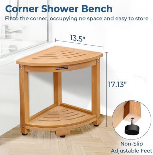 Teak color poly lumber corner stool — photo 4