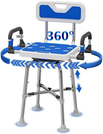 Swivel Shower Stool with Arms and Back