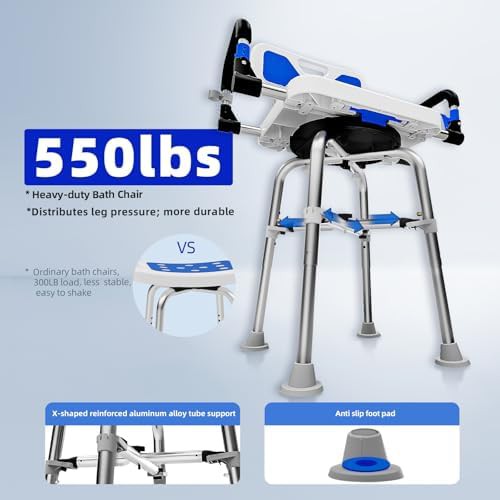 Swivel Shower Stool with Arms and Back — photo 4