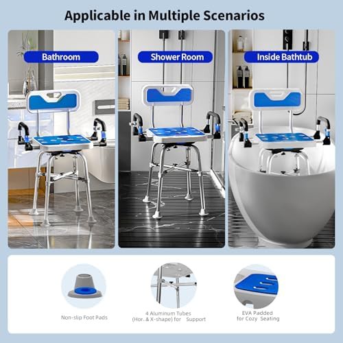 Swivel Shower Stool with Arms and Back — photo 5