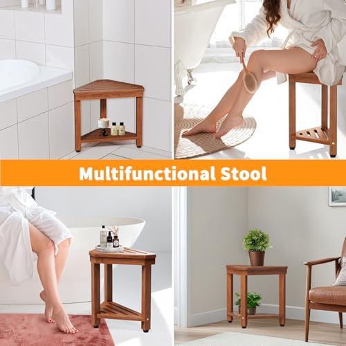 Acacia Wood Shower Foot Rest Stool — photo 4
