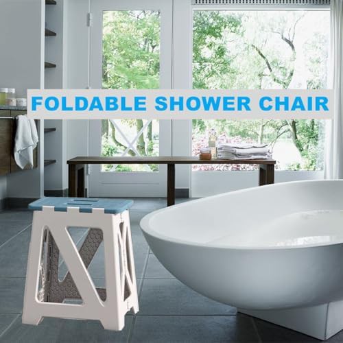 Foldable blue bath safety chair for seniors — photo 3