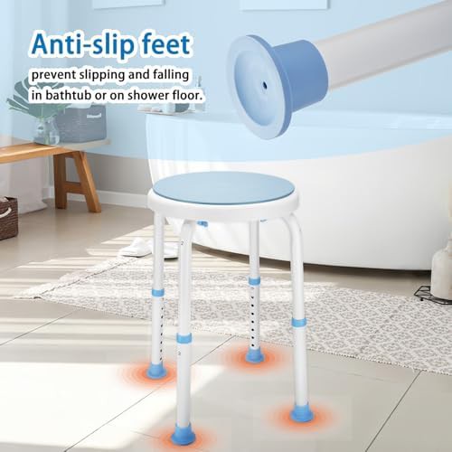 Blue foldable rotating shower stool — photo 3